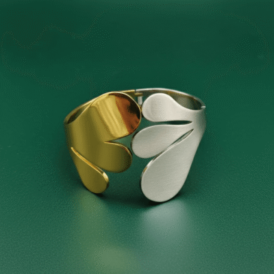 Two-Tone Petal Cuff Bracelet