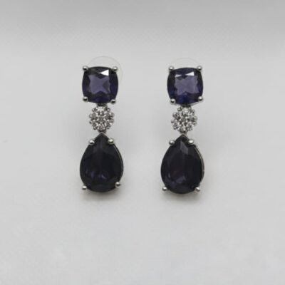 Elegant Blue Stone CZ Drop Earrings for Women