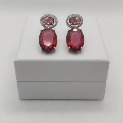 Elegant Red Stone CZ Drop Earrings for Women