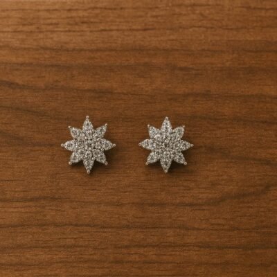 Elegant Silver-Tone CZ Stud Earrings for Women