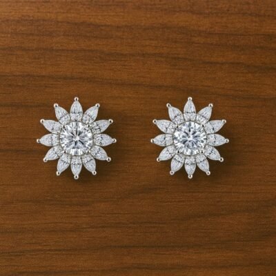Floral Crystal Stud Earrings